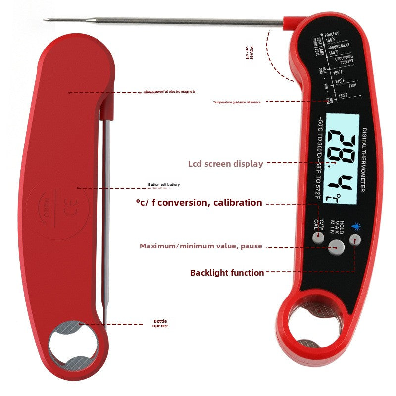 Folding Food Thermometer Kitchen Oven Meat Temperature Gauge